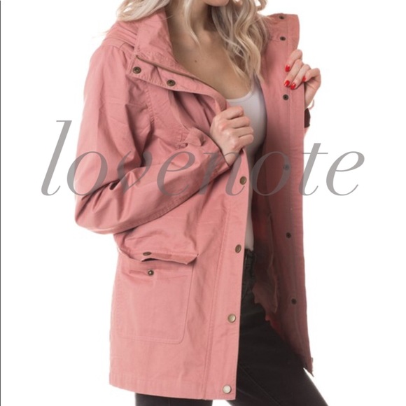 1 left!! Cotton Blush Utility Cargo Jacket Hood - Picture 3 of 4